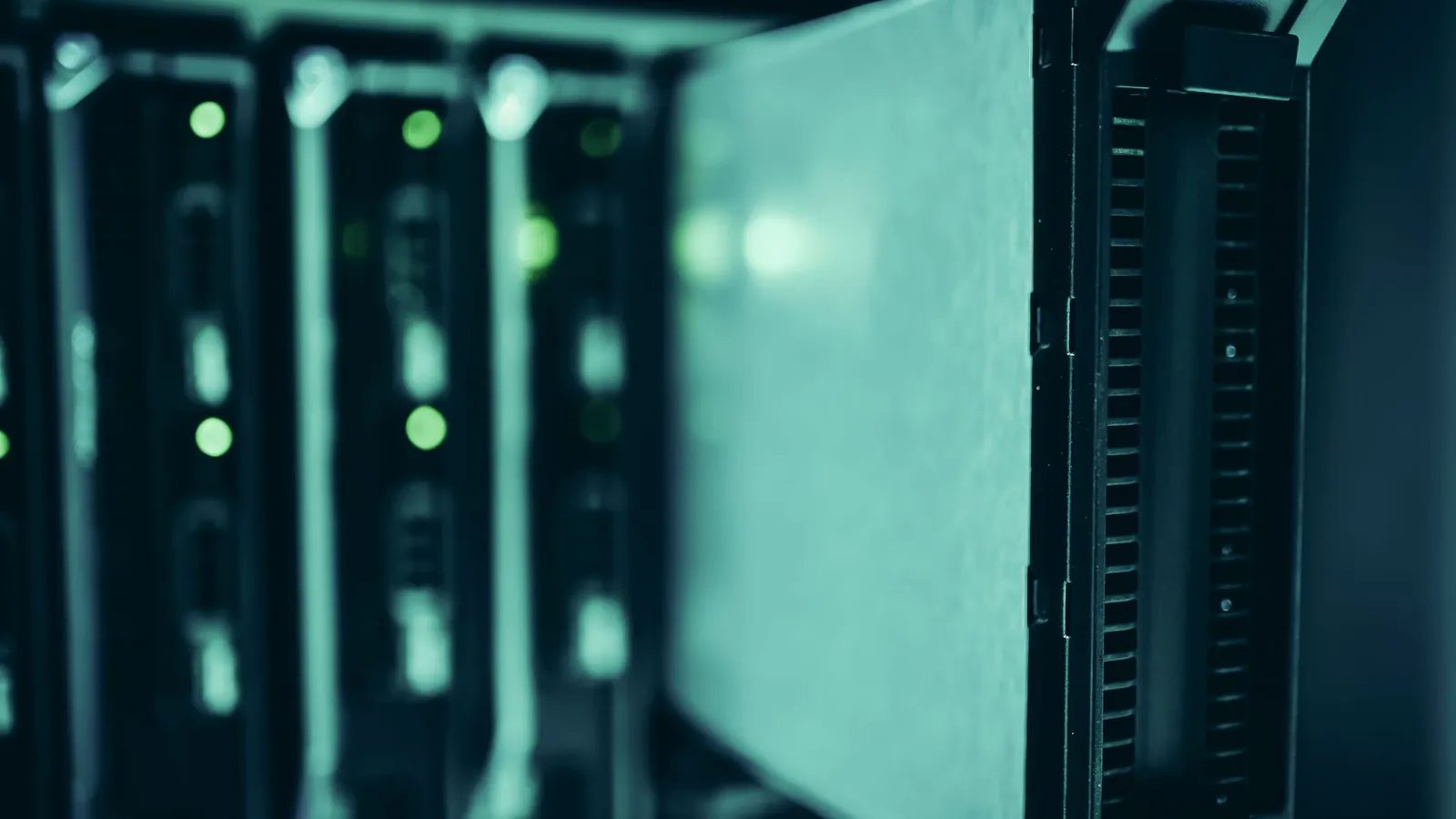 Server racks with network equipment in a data centre