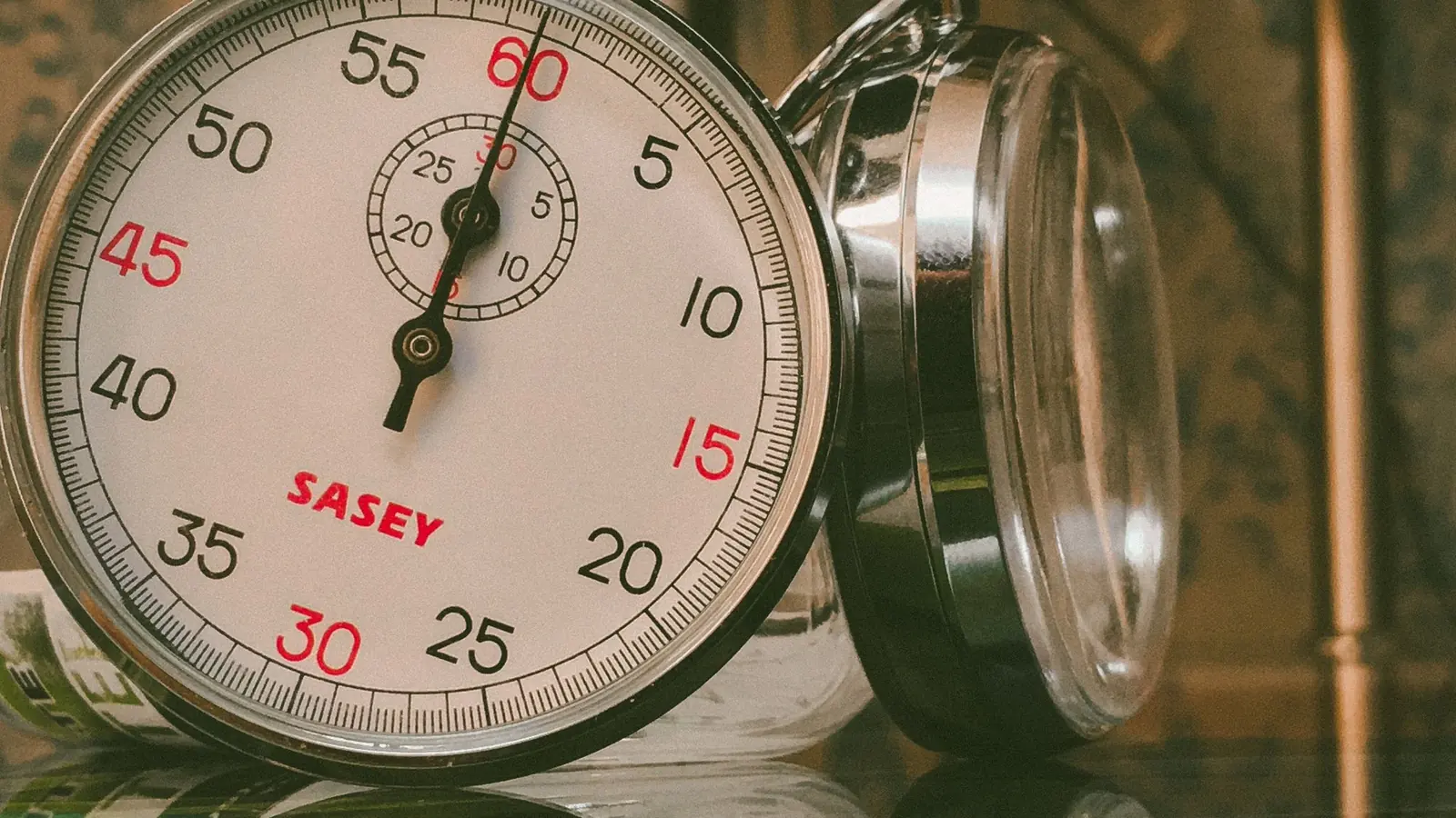 An old stopwatch on a table
